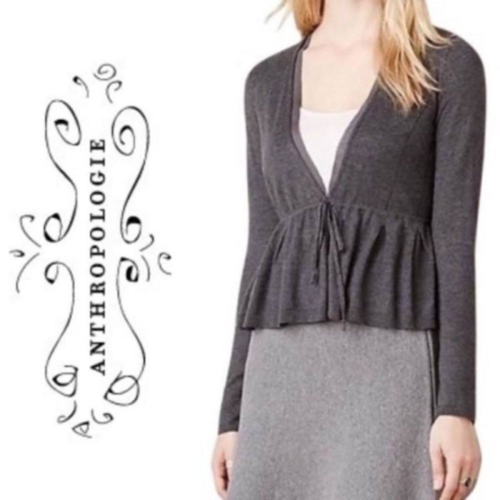 Anthropologie Angel Of The North Grey Waist Tie Cardigan Sz‎ XS